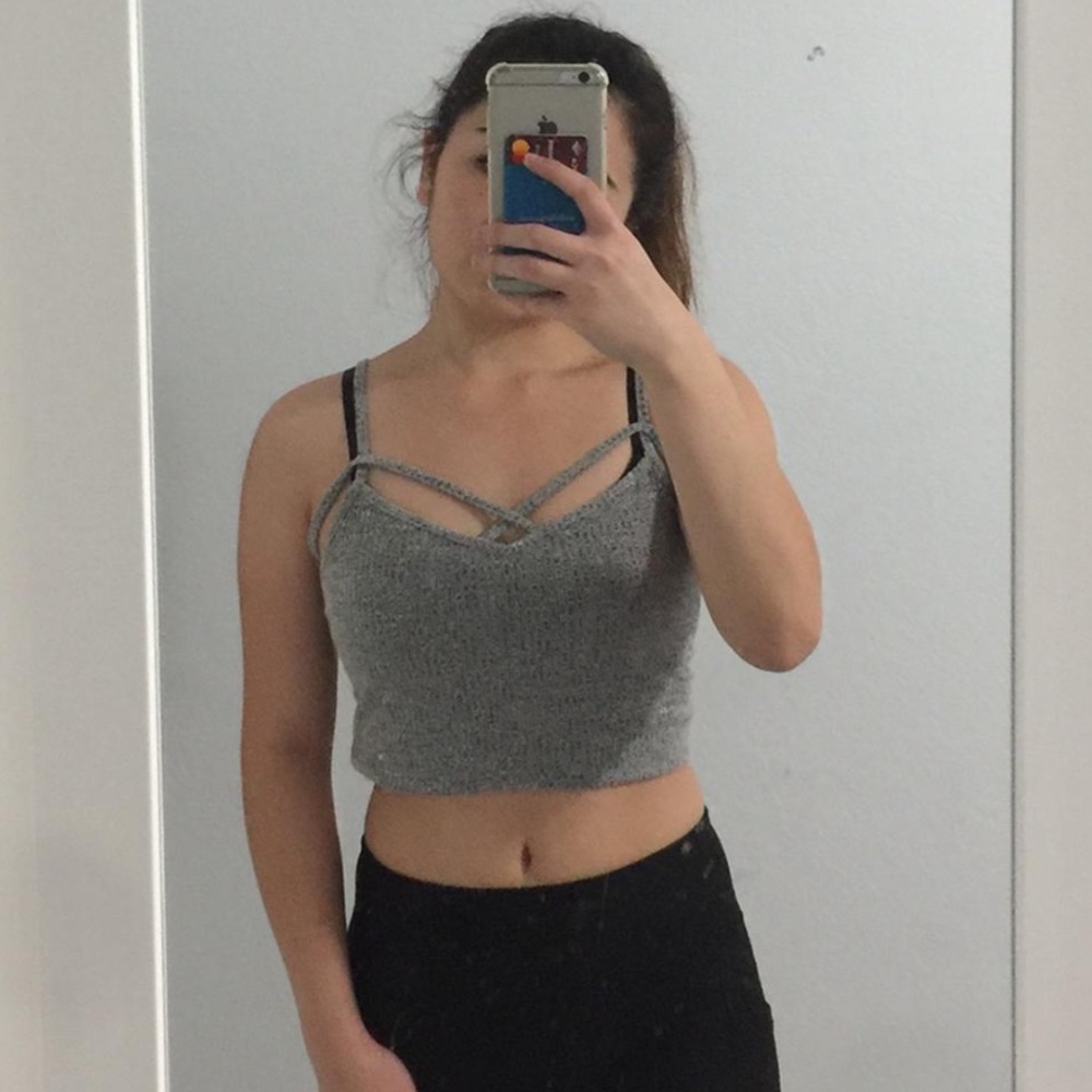 Ribbed Light Gray Cami Tank Top